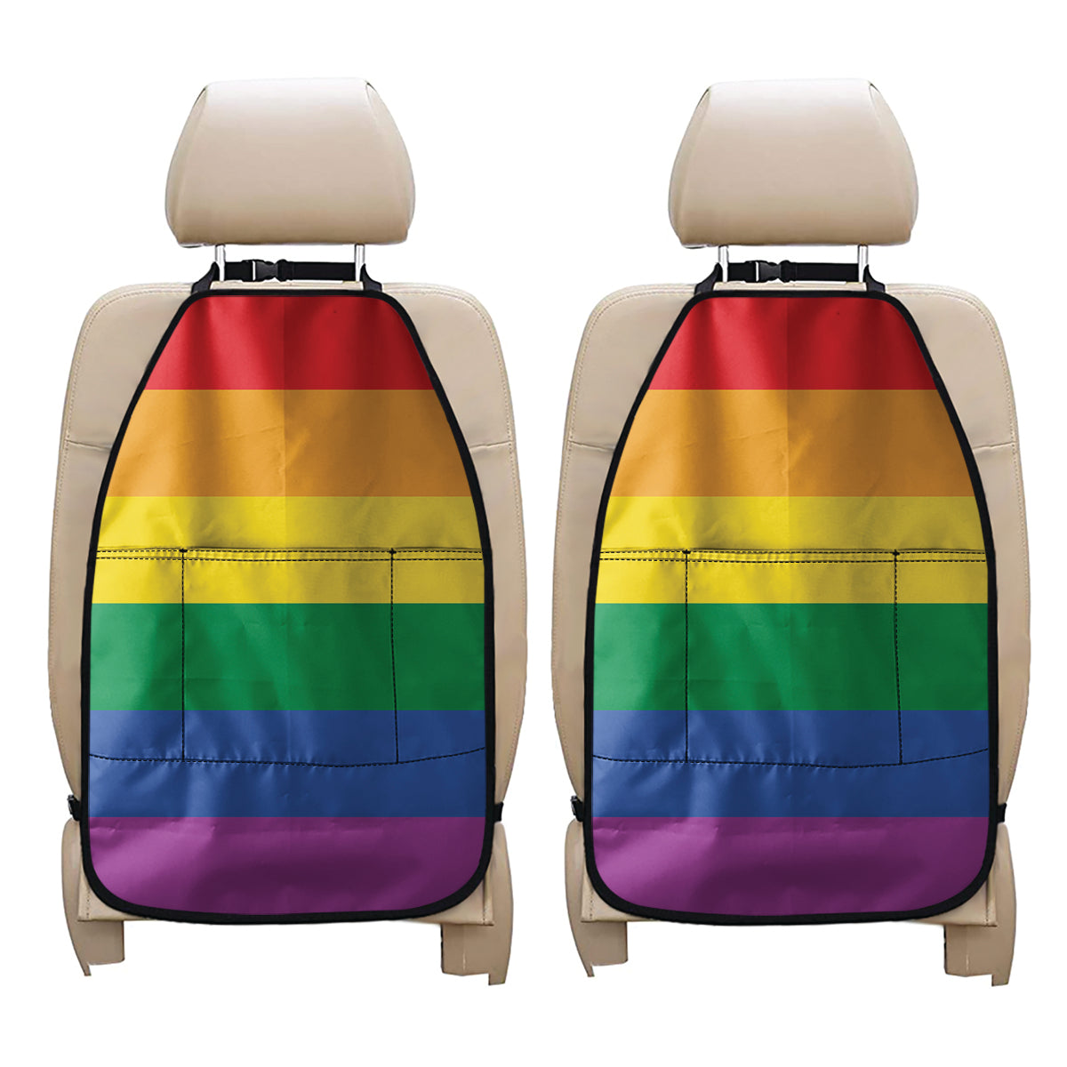LGBT Pride Rainbow Flag Print Car Seat Organizers