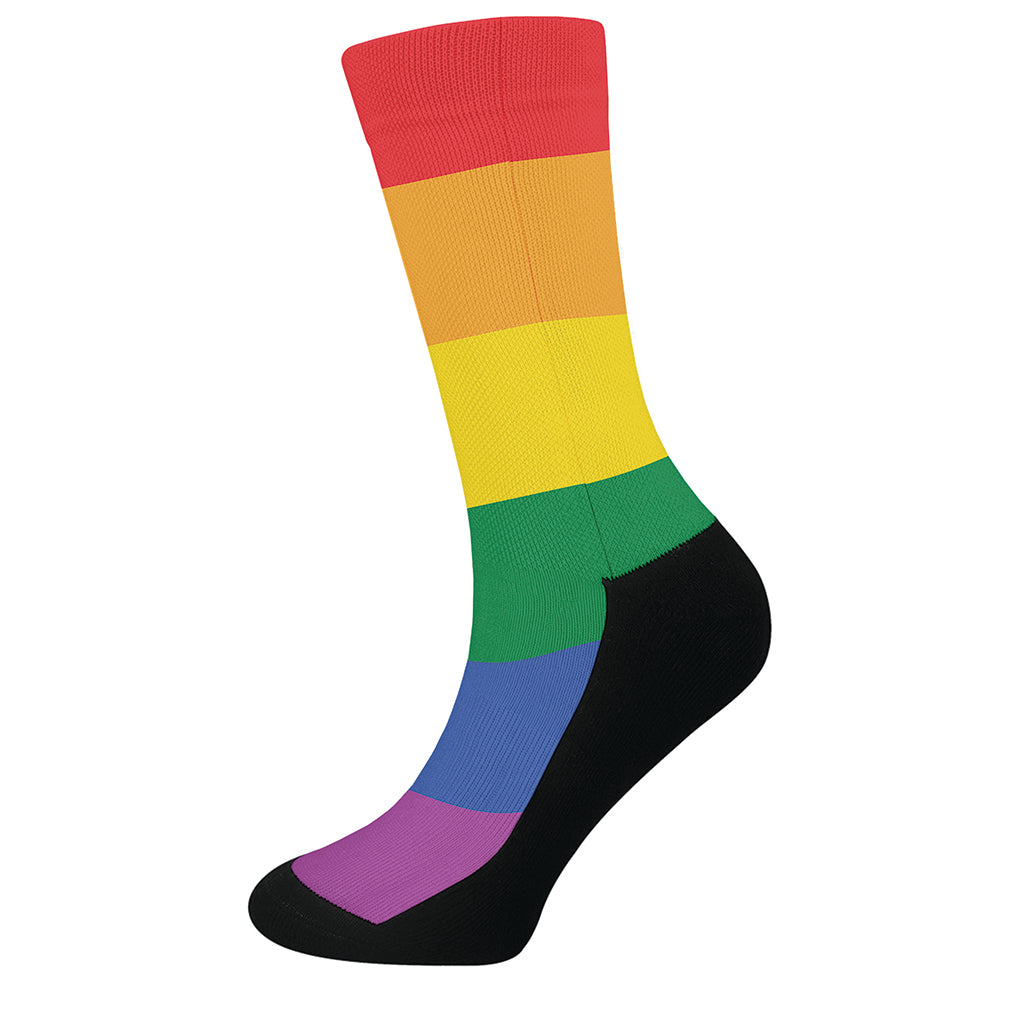 LGBT Pride Rainbow Flag Print Crew Socks