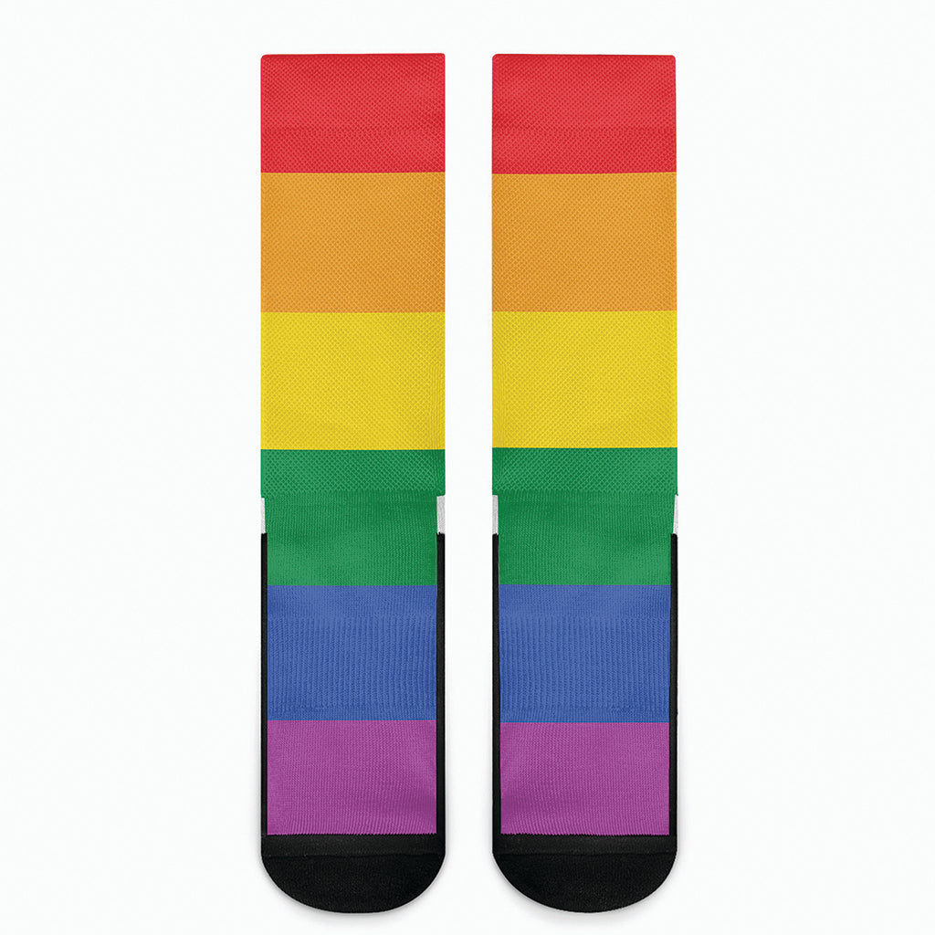 LGBT Pride Rainbow Flag Print Crew Socks