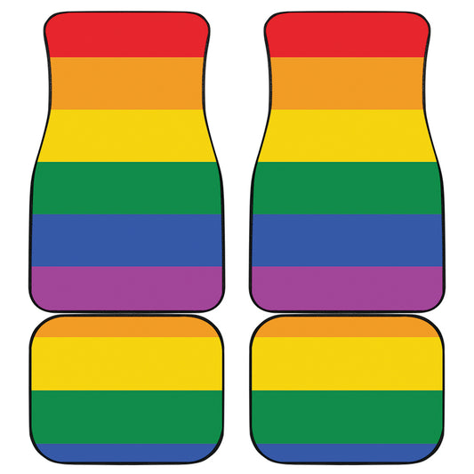 LGBT Pride Rainbow Flag Print Front and Back Car Floor Mats