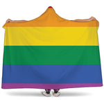 LGBT Pride Rainbow Flag Print Hooded Blanket