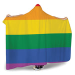 LGBT Pride Rainbow Flag Print Hooded Blanket