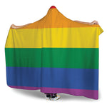 LGBT Pride Rainbow Flag Print Hooded Blanket