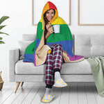 LGBT Pride Rainbow Flag Print Hooded Blanket