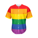LGBT Pride Rainbow Flag Print Men's Baseball Jersey