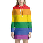 LGBT Pride Rainbow Flag Print Pullover Hoodie Dress