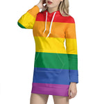 LGBT Pride Rainbow Flag Print Pullover Hoodie Dress