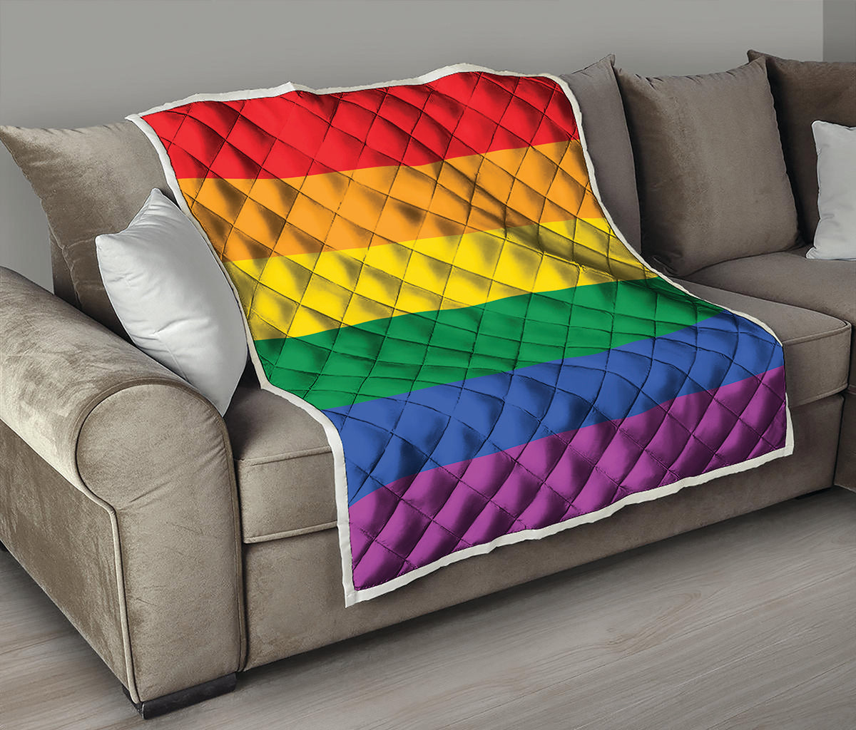 LGBT Pride Rainbow Flag Print Quilt