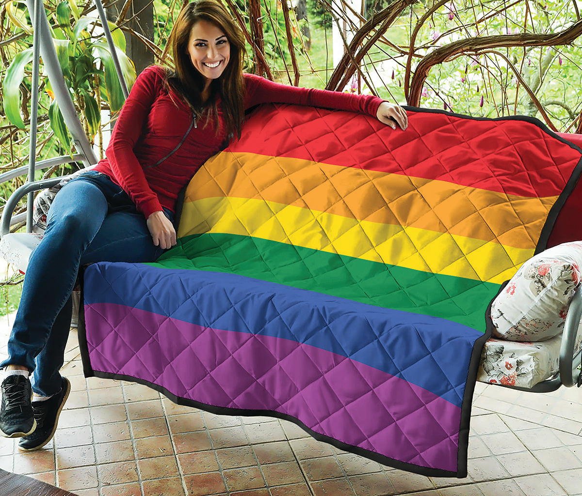 LGBT Pride Rainbow Flag Print Quilt