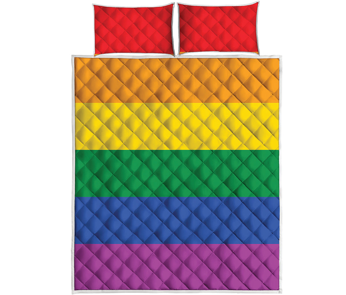LGBT Pride Rainbow Flag Print Quilt Bed Set