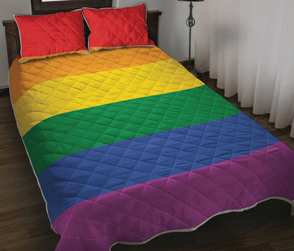 LGBT Pride Rainbow Flag Print Quilt Bed Set