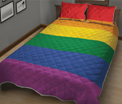 LGBT Pride Rainbow Flag Print Quilt Bed Set