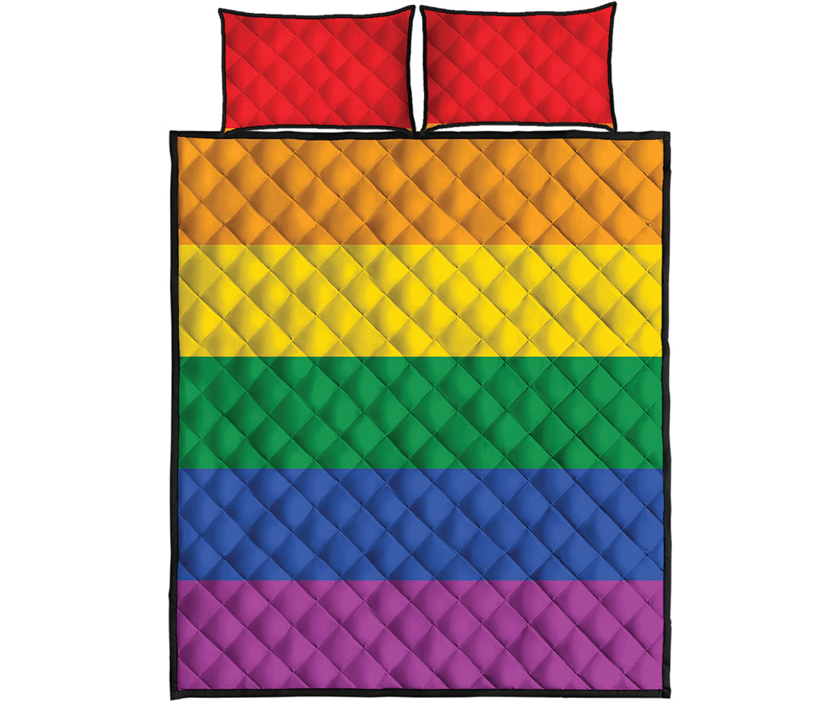 LGBT Pride Rainbow Flag Print Quilt Bed Set