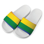 LGBT Pride Rainbow Flag Print White Slide Sandals