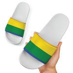 LGBT Pride Rainbow Flag Print White Slide Sandals