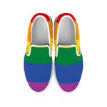 LGBT Pride Rainbow Flag Print White Slip On Sneakers