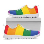 LGBT Pride Rainbow Flag Print White Running Shoes