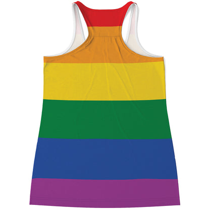 LGBT Pride Rainbow Flag Print Women's Racerback Tank Top