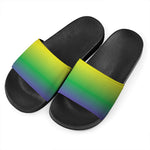 LGBT Pride Rainbow Gradient Print Black Slide Sandals