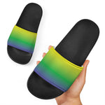 LGBT Pride Rainbow Gradient Print Black Slide Sandals