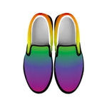LGBT Pride Rainbow Gradient Print Black Slip On Shoes
