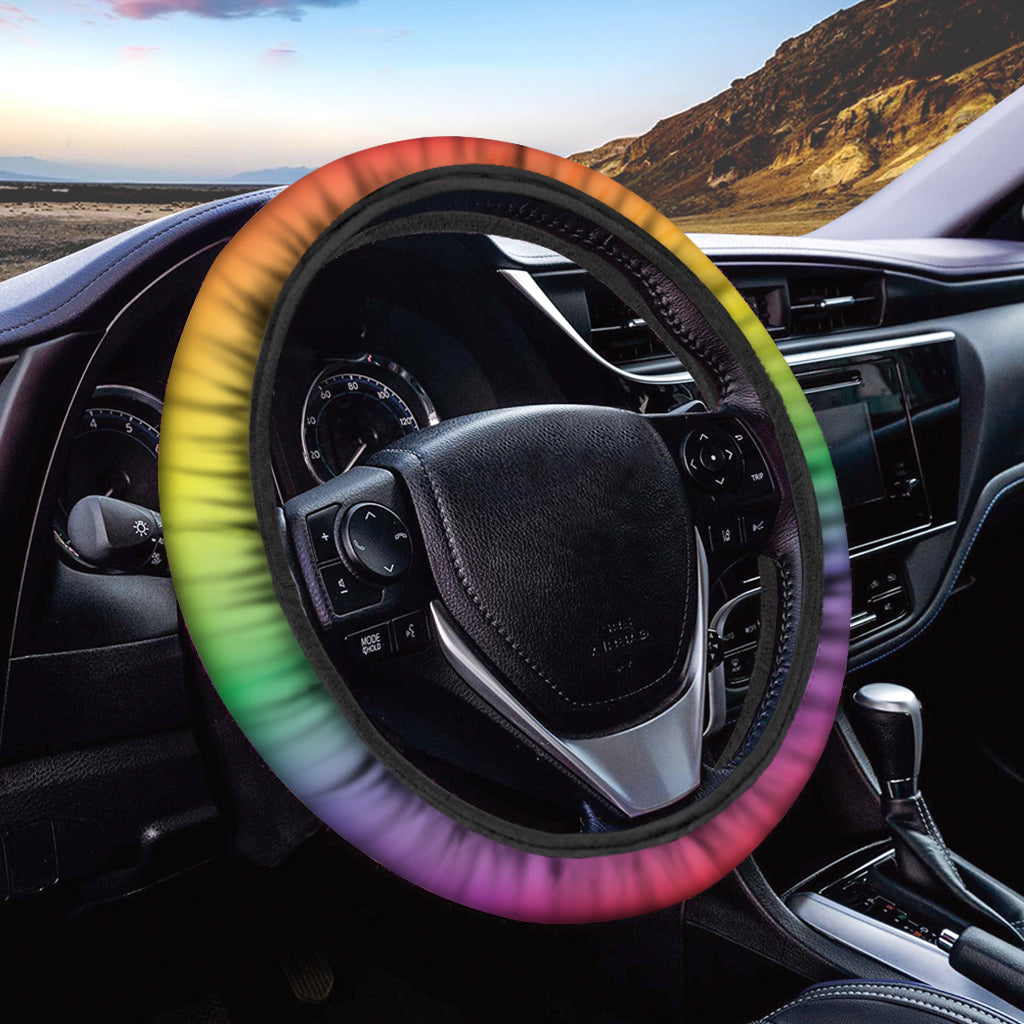 LGBT Pride Rainbow Gradient Print Car Steering Wheel Cover