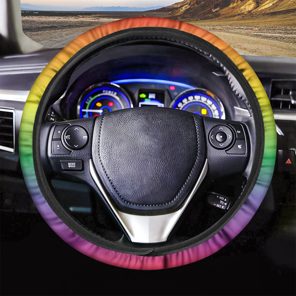 LGBT Pride Rainbow Gradient Print Car Steering Wheel Cover