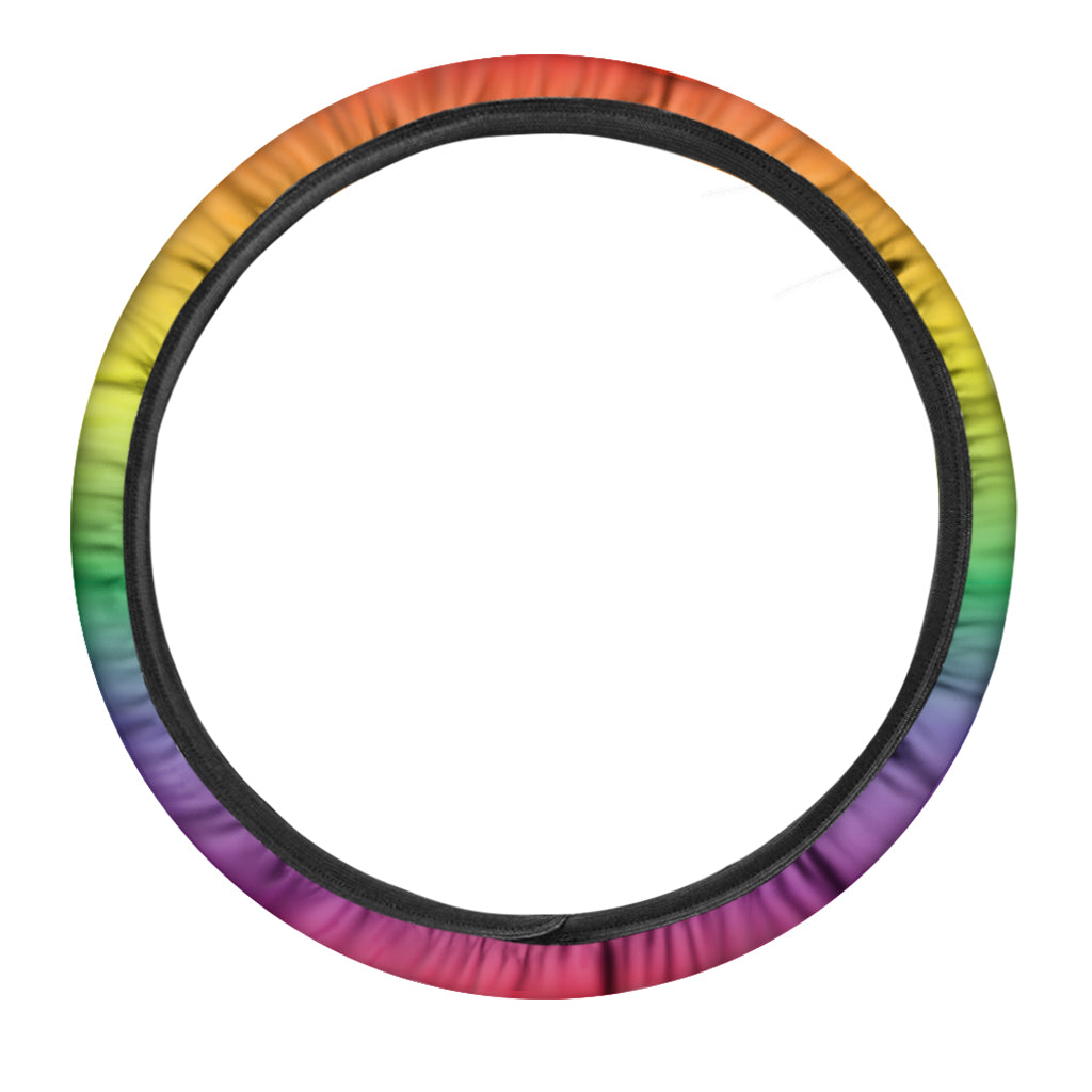 LGBT Pride Rainbow Gradient Print Car Steering Wheel Cover