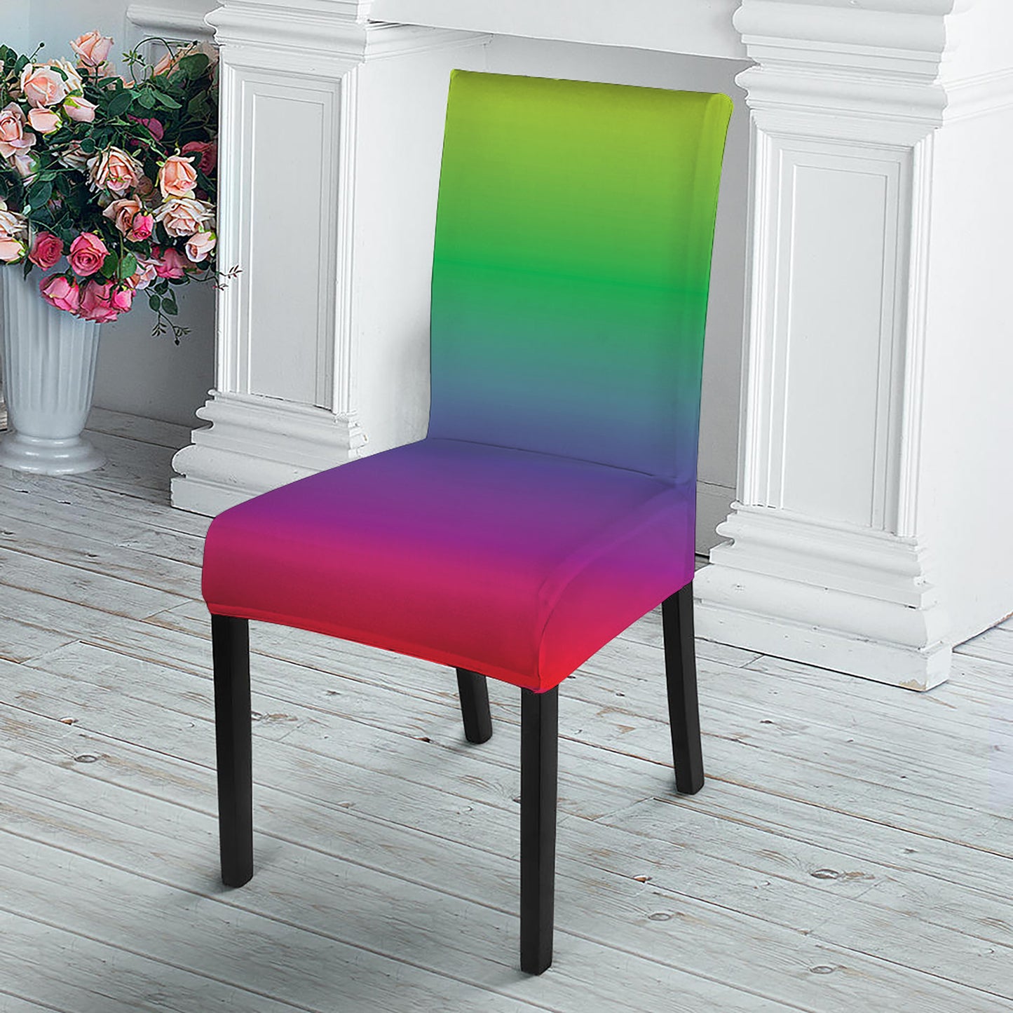 LGBT Pride Rainbow Gradient Print Dining Chair Slipcover