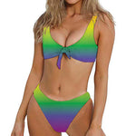 LGBT Pride Rainbow Gradient Print Front Bow Tie Bikini