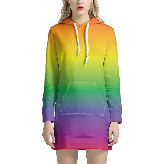 LGBT Pride Rainbow Gradient Print Hoodie Dress