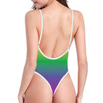 LGBT Pride Rainbow Gradient Print One Piece High Cut Swimsuit