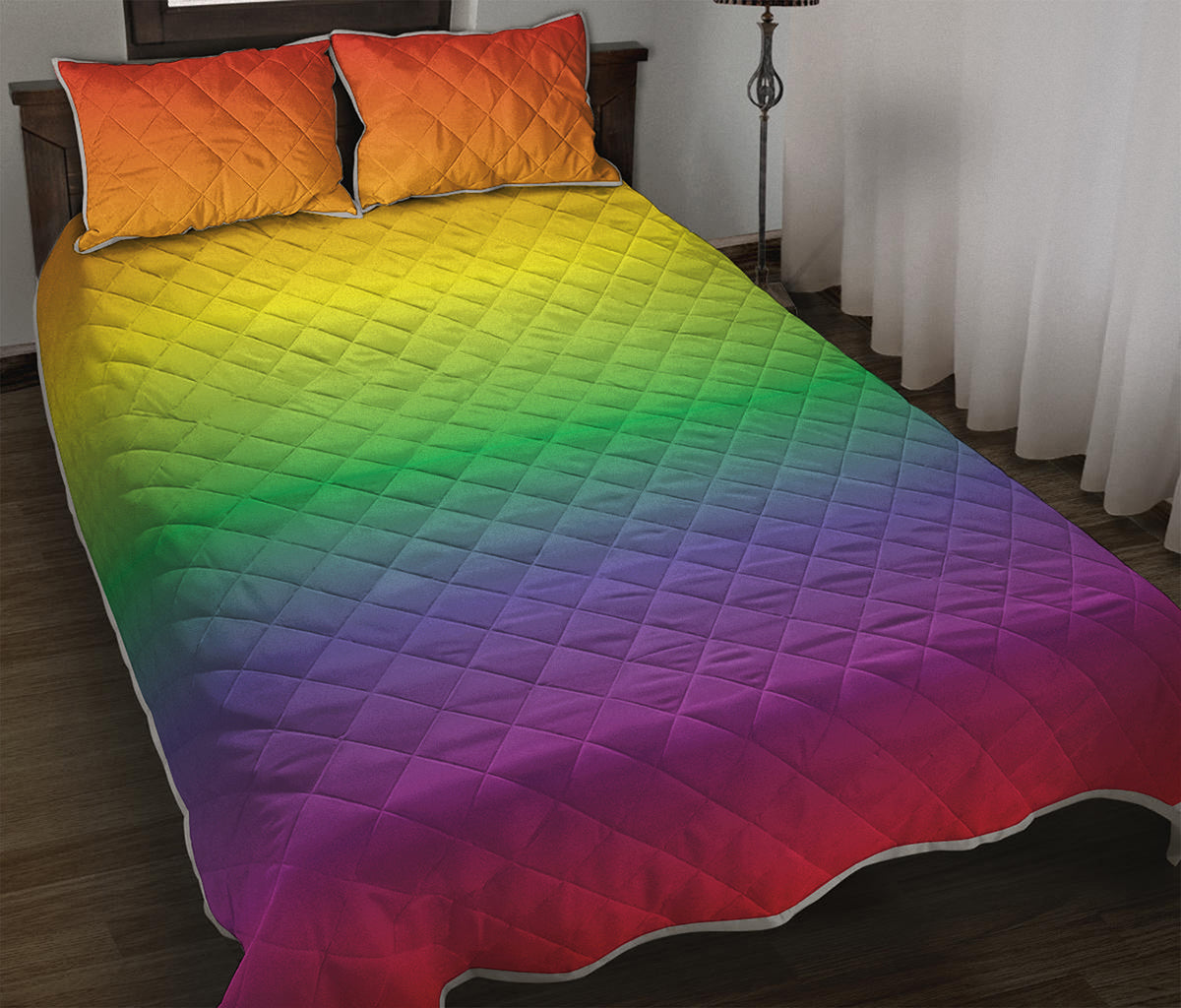 LGBT Pride Rainbow Gradient Print Quilt Bed Set