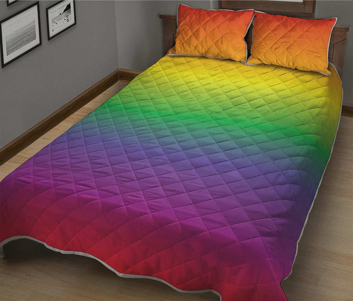 LGBT Pride Rainbow Gradient Print Quilt Bed Set