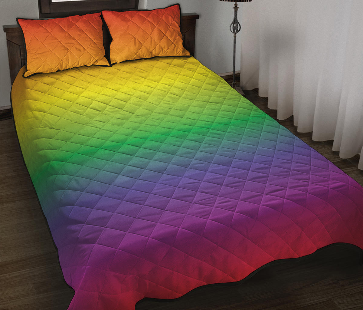 LGBT Pride Rainbow Gradient Print Quilt Bed Set