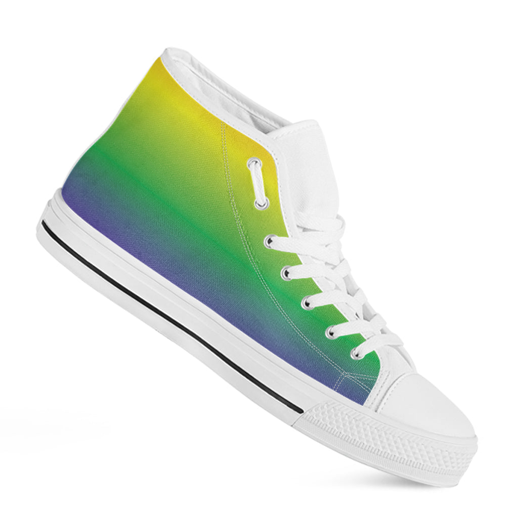 LGBT Pride Rainbow Gradient Print White High Top Shoes