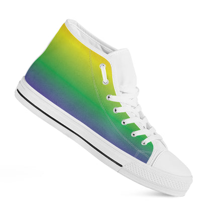LGBT Pride Rainbow Gradient Print White High Top Shoes