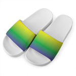 LGBT Pride Rainbow Gradient Print White Slide Sandals