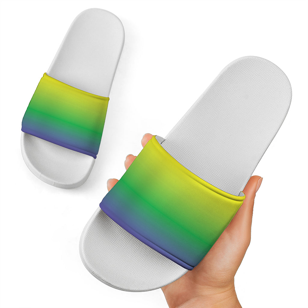 LGBT Pride Rainbow Gradient Print White Slide Sandals