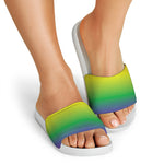 LGBT Pride Rainbow Gradient Print White Slide Sandals