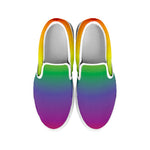 LGBT Pride Rainbow Gradient Print White Slip On Shoes
