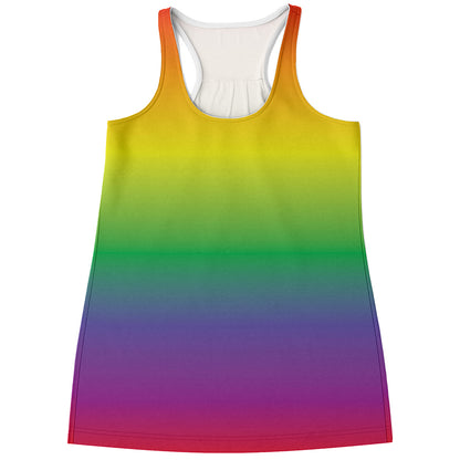 LGBT Pride Rainbow Gradient Print Women's Racerback Tank Top