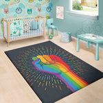LGBT Pride Rainbow Hand Print Area Rug