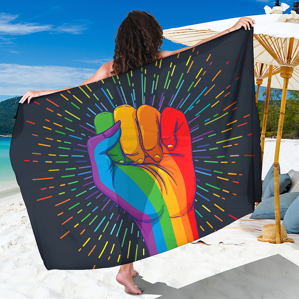 LGBT Pride Rainbow Hand Print Beach Sarong Wrap