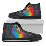 LGBT Pride Rainbow Hand Print Black High Top Shoes