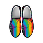 LGBT Pride Rainbow Hand Print Black Slip On Shoes