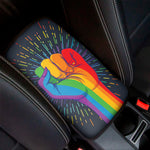 LGBT Pride Rainbow Hand Print Car Center Console Cover