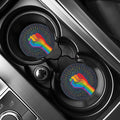 LGBT Pride Rainbow Hand Print Car Coasters