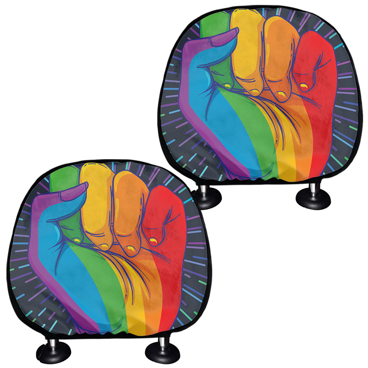 LGBT Pride Rainbow Hand Print Car Headrest Covers GearFrost