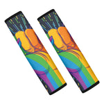 LGBT Pride Rainbow Hand Print Car Seat Belt Covers